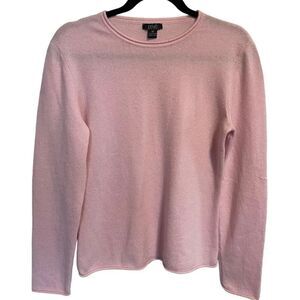 Privé- Women’s Light Pink Crew Neck Long Sleeved 100% Cashmere Sweater, Size Med
